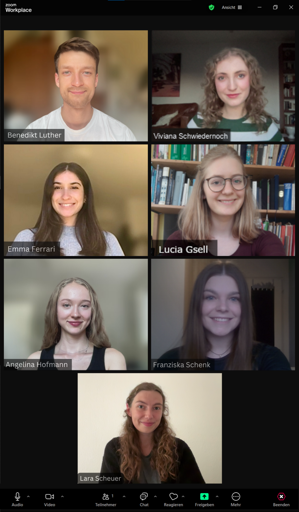 Zoomcall-Bild der studentischen Hilfskräfte
